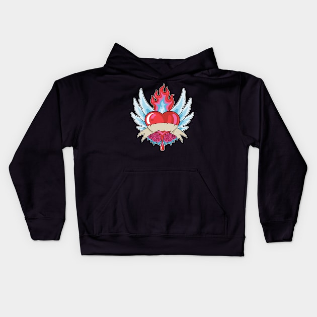 Flying Heart Kids Hoodie by viSionDesign